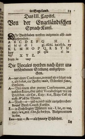 Das III. Capitel. Von der Engelländischen Sprach-Kunst.
