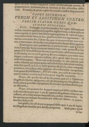 Caput Secundum. Verum Et Legitimum Controversiae Statum Huius Quaestionis Explicans.