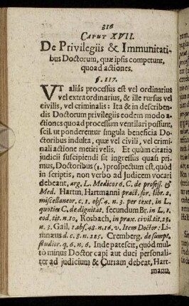 Caput XVII. De Privilegiis & Immunitatibus Doctorum, quæ ipsis competunt, quoad actiones.