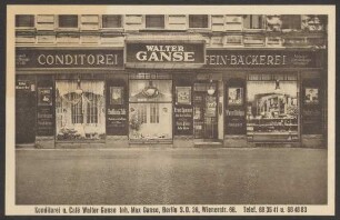 Ansichtskarte Fein-Bäckerei Walter Ganse, Wiener Straße 66