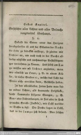 Erstes Kapitel. Geschichte aller Lichter und aller Beleuchtungsmittel überhaupt