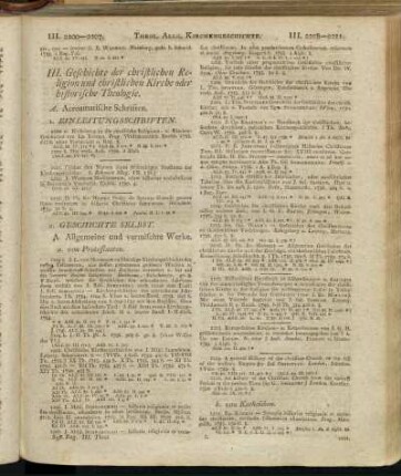III. Geschichte der christlichen Religion und christlichen Kirche oder histor. Theologie