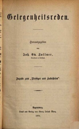 Gelegenheitsreden, [1]