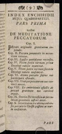 9-12, Index Enchiridii Hujus Quadripartiti