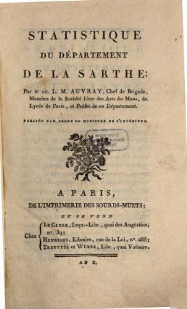 Statistique du departement de la Sarthe
