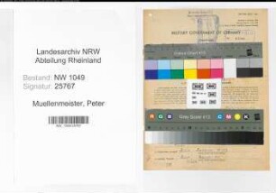 Entnazifizierung Peter Muellenmeister , geb. 22.07.1898 (Bahnsekretaer)