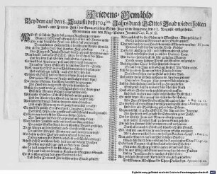 Friedens-Gemähld, Bey dem auf den 8. Augusti deß 1704ten Jahrs durch Gottes Gnad wiederholten Danck- und Frieden-Fest der Evangelischen Schul-Jugend in Augspurg den 13. Augusti außgetheilet