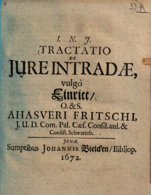 Tractatus de iure intradae, vulgo Eintritt