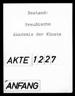 Protokolle der Sitzungen von Senat und Abteilung für die bildenden Künste