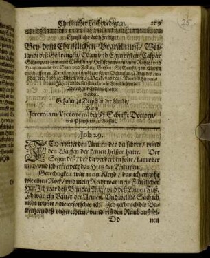Christliche Leichpredigt/ Bey dem Christlichen Begräbnuß/ Weilandt deß Gestrengen/ Edlen und Ehrnvesten/ Caspar Schutzpars [...]