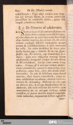 §. 3. De Divortio ob adulterium.