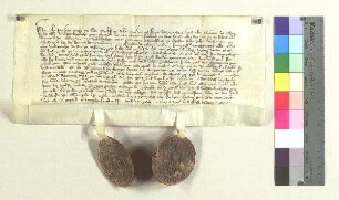 Propst Christian und das Kapitel von St. Zeno verkaufen der Kirche St. Nikolaus zu Waidring das frei eigene Gut Chraenwid zu Niederwaidring (nider Waythering) in der Pfarrei Kirchdorf im Gericht Kitzbühel;. S1: Propst Christian von St. Zeno, S2: Konvent St. Zeno