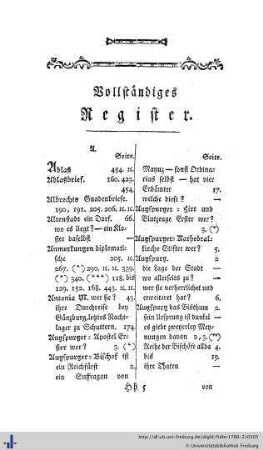 Vollständiges Register.