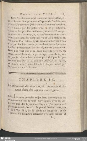 Chapitre IX. Continuation du même sujet: mouvement des eaux dans des tuyaux curvilignes