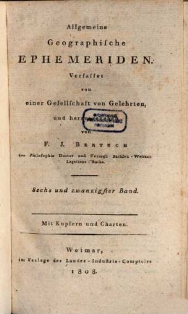 Allgemeine geographische Ephemeriden, 26. 1808