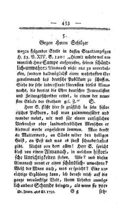 Gegen Herrn Schlözer