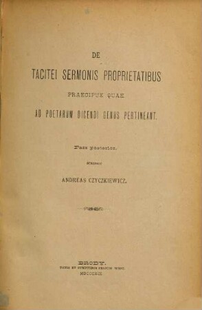 De Tacitei sermonis proprietatibus praecipue quae ad poetarum dicendi genus pertineant, 2