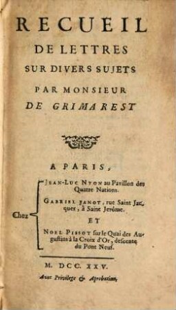 Recueil de lettres sur divers sujets