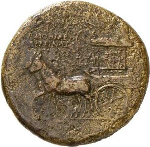 Sesterz des Caligula mit Darstellung der Agrippina maiores