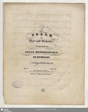 Psalm für Chor und Orchester : op. 31