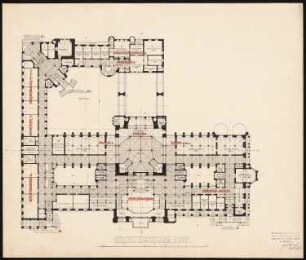 Stadthaus Schinkelwettbewerb 1898: Grundriss Erdgeschoss 1:200