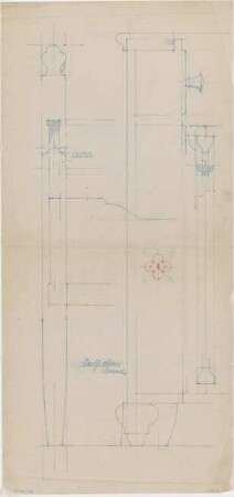 Döllgast, Hans; Möbel und Bühnengestaltung - Bett; Schrank (Ansichten; Schnitt; Details)