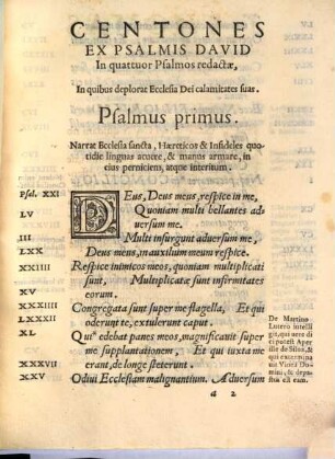 Centones ex Psalmis David : in IV psalmos redactae