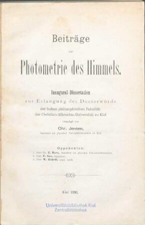 Beiträge zur Photometrie des Himmels