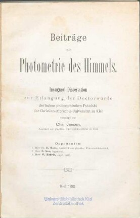 Beiträge zur Photometrie des Himmels