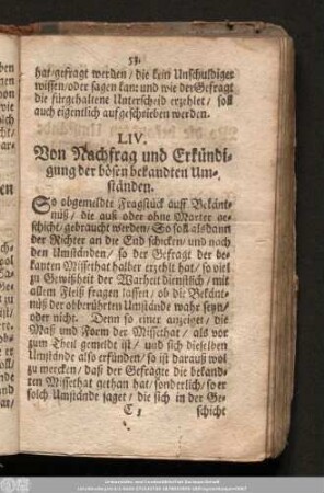 LIV. Von Nachfrag und Erkündigung der bösen bekandten Umständen.