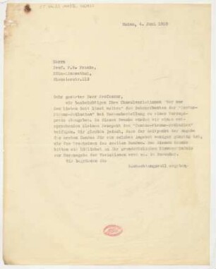 Brief an Friedrich Wilhelm Franke : 04.06.1928