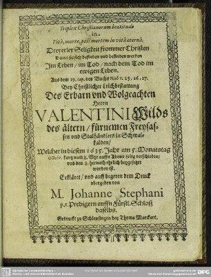 Triplex Christianorum beatitudo in vita, morte, post mortem in vita aeterna