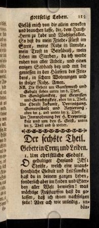 115-138, Der sechste Theil. Gebete in Creuz und Leiden.