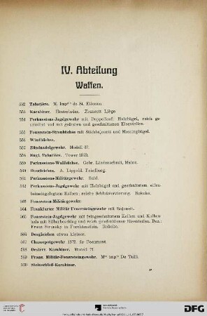 IV. Abteilung: Waffen (Nr. 552-739)
