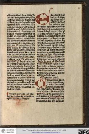 Incipit quarta pars huius opusculi de penitentie iniunctione et peccatorum absolutione.