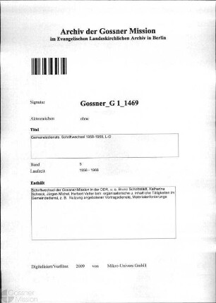 Gemeindedienste. Schriftwechsel 1958-1968, L-O