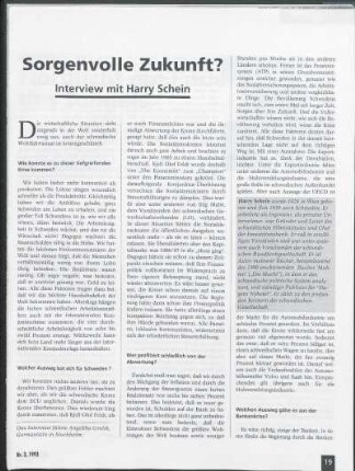 Sorgenvolle Zukunft? Interview mit Harry Schein