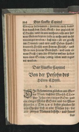 Das Fünffte Capittel. Von der Persohn des Herrn Christi.