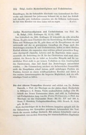 164 [Rezension] Heigl, Bartholomäus, Antike Mysterienreligionen und Urchristentum
