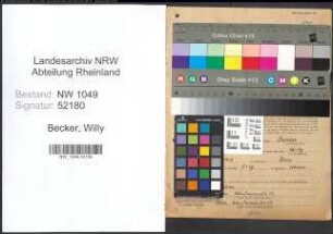 Entnazifizierung Willy Becker , geb. 03.04.1915 (Kassenbeamter)