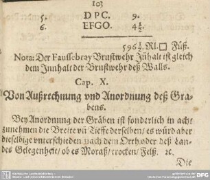 Cap. X. Von Außrechnung und Anordnung deß Grabens.