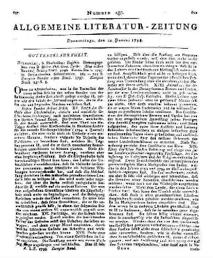 Henke, H. P. C.: Eusebia. Bd. 1, St. 3-4. Bd. 2, St.1-2. Helmstedt: Fleckeisen 1796-97