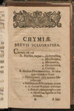 Chymiae Brevis Sciagraphia