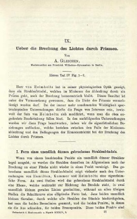 IX. Ueber die Brechung des Lichtes durch Prismen.