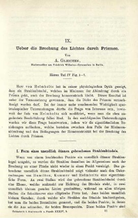 IX. Ueber die Brechung des Lichtes durch Prismen.