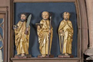 Kreuzaltar / Laienaltar — Die Apostel Bartholomäus, Jakobus der Jüngere und Matthäus