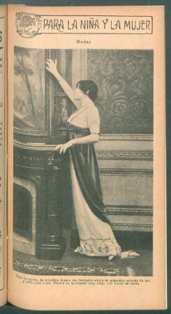Modas - Traje de noche, de muselina blanca [...] - [Fotografía] : Para la niña y la mujer