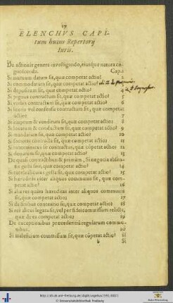 Elenchus Capitum huius Repertorij Iuris