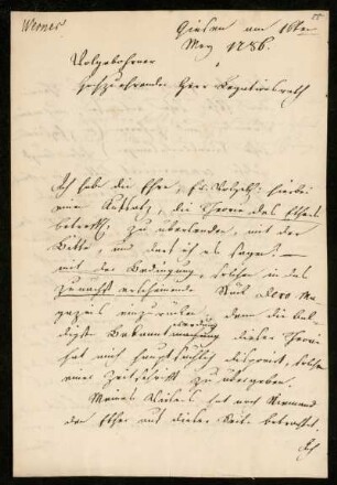 Brief von Georg Friedrich Werner an Ludwig Christian Lichtenberg, Gießen, 16.5.1786
