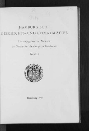 11.1982/87: Hamburgische Geschichts- und Heimatblätter
